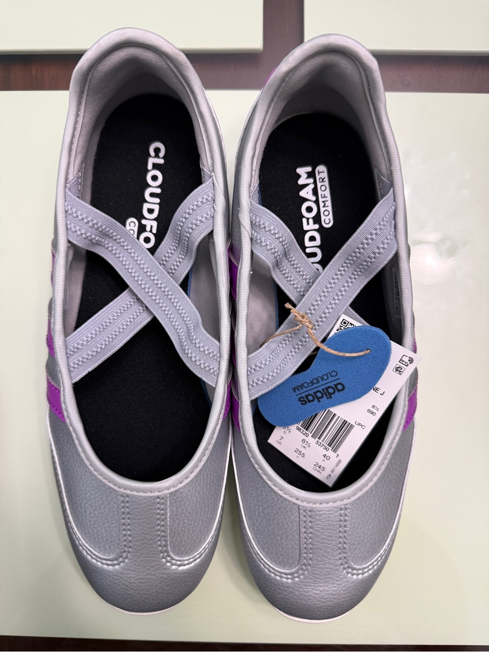 adidas Silver Slip-On Sneakers with Purple Barreda Mary Jane JP6737